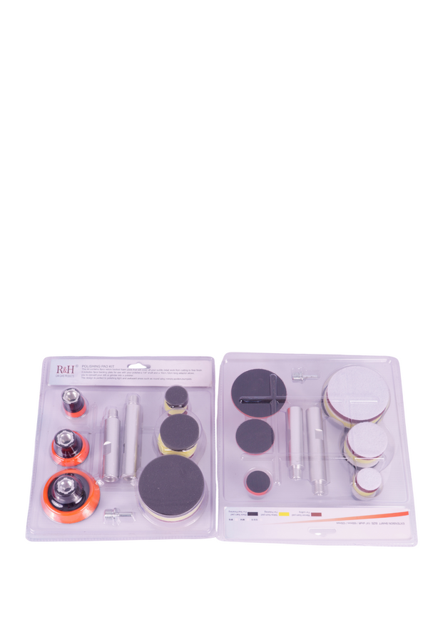 R&H Small Pad Polishing & Cutting Pads Kit 15pieces set with extensions
1", 2", 3" Backing Plates and Pads