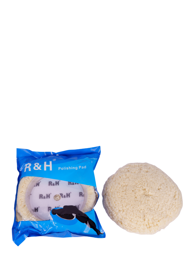 R&H 8" inner 180mm, 100% Wool Sigle sided Pad for Compound Cutting & Polishing - Fits Automotive Car Detailing Polisher Sanders - Polish Auto Paint, Boat Marine Epoxy
