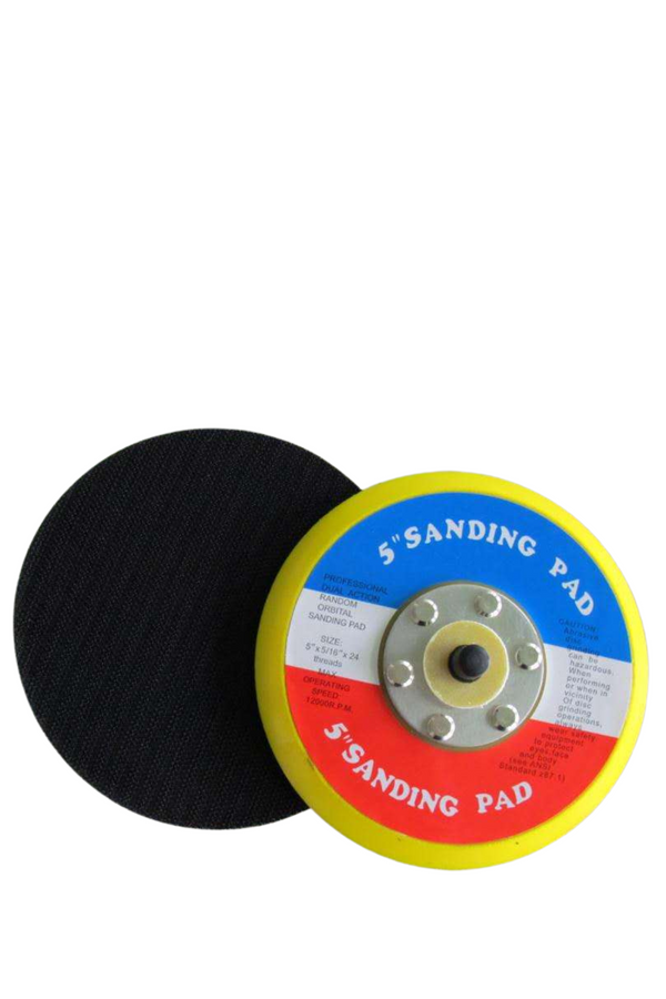 R&H Mangrove Yellow-Foam Professional Dual Action Random Orbital Sanding Velcro Backing Plate 125mm with 10mm PU Thickness. 5" x5/16" x24 Thread. No Holes.