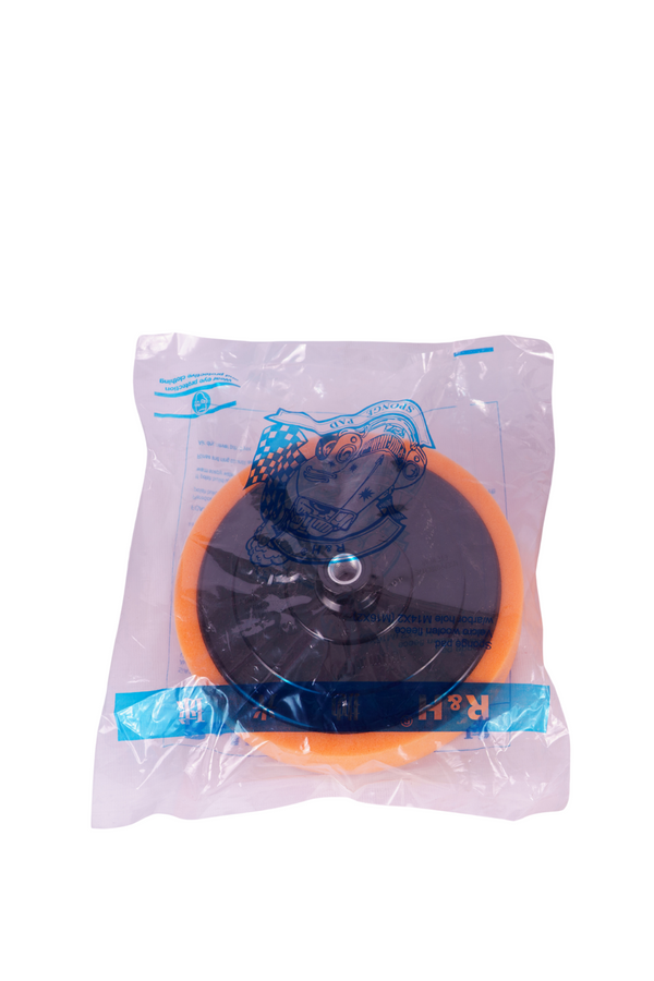 R&H Medium hardness foam polishing pad with backing Plate 7" 
Orange Colour