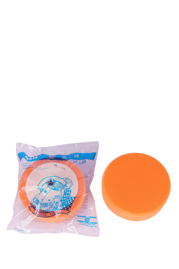 R&H Medium hardness foam polishing pad with backing Plate 6" Orange Colour