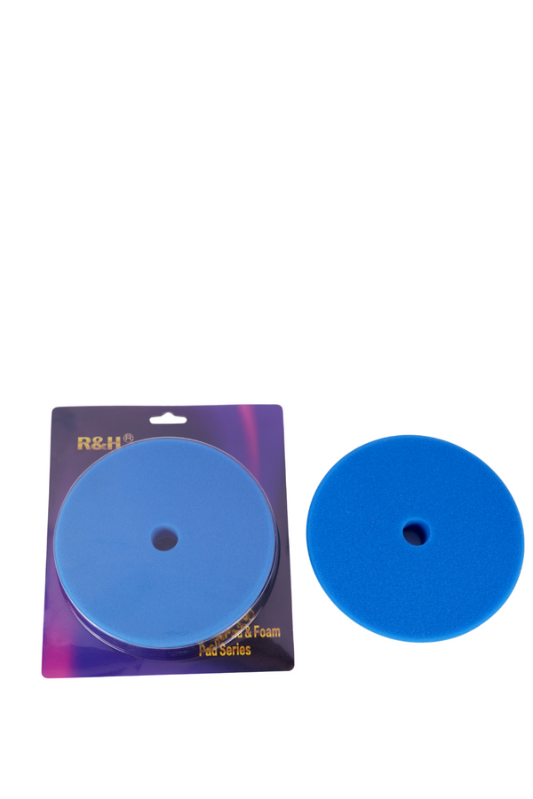 R&H Elite-Pro 6 inches (150mm) Blue Foam Pad with Backing Plate for Rotary Polisher with M14 Thread and Hook and Loop Fastener