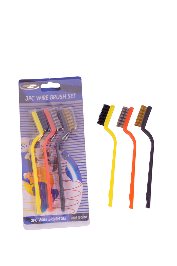 Set of 3 Metal Wire Brush Nylon-Brass-Steel