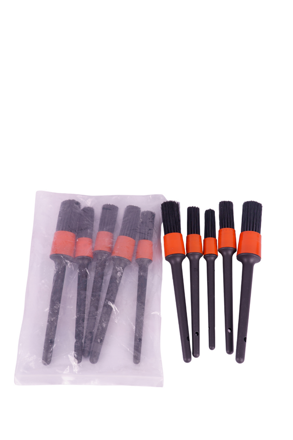 Car Detail Bristle Brushes Black+Red 5in1