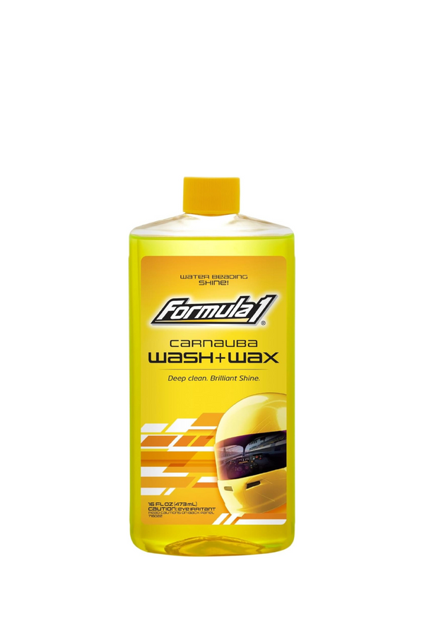 Formula 1 Car Wash and Carnauba Wax, 2-in-1 Car Cleaning Soap for Auto Detailing, Removes Tough Dirt and Leaves a Brilliant Shine (16 ounces) 500ml