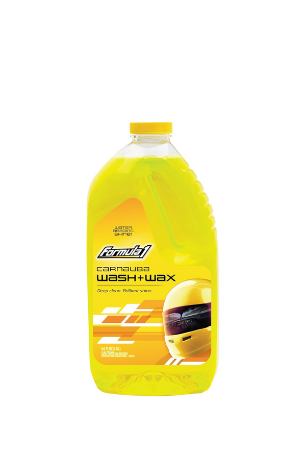 Formula 1 Car Wash and Carnauba Wax, 2-in-1 Car Cleaning Soap for Auto Detailing, Removes Tough Dirt and Leaves a Brilliant Shine (32 oz) 1 liter