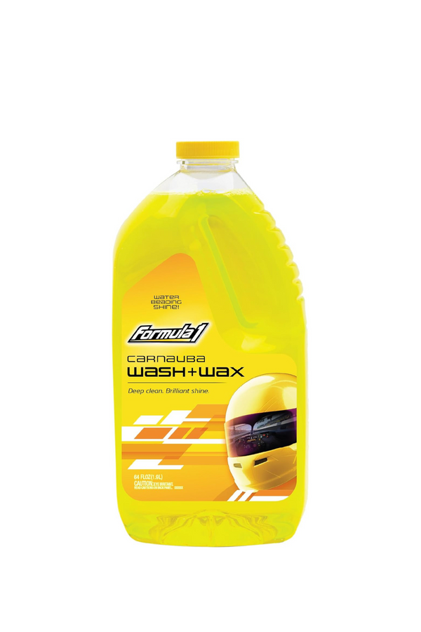 Formula 1 Car Wash and Carnauba Wax, 2-in-1 Car Cleaning Soap for Auto Detailing, Removes Tough Dirt and Leaves a Brilliant Shine 1800 ml