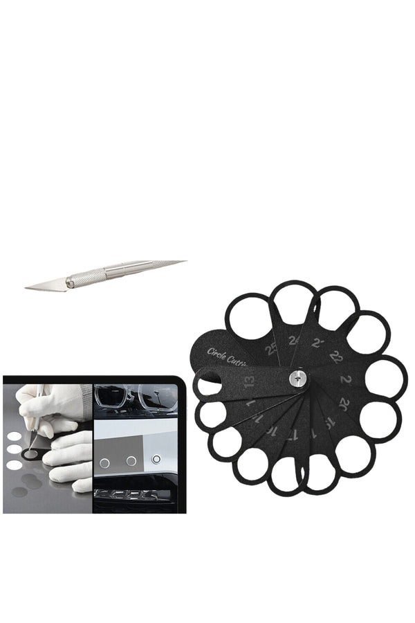 Vinyl Wrap & PPF Film Precise Hole Cutting Circle
Template Measuring Tool Car Wrap Tool Sensor Circular Cutter Template 13mm-25mm Wrap Tools