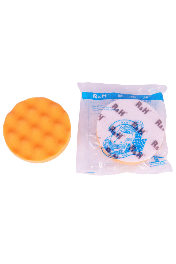 "R&H Waffle foam polishing pad with velcro backing system 150mm, orange(medium) 6"""